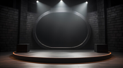 Empty podium for showcase product studio light