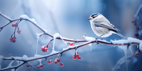 bird on cold winter