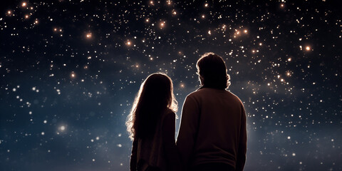 Obraz premium The couple under stars