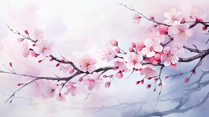 Watercolor Cherry Blossom Background