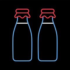 Two milk bottle vector icon