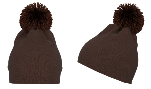 Knitted winter bobble hat. Handmade woolly cap with pompom on top