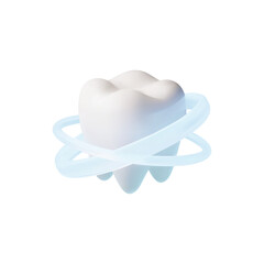 Healthy white tooth with glowing orbits, realistic vector illustration isolated. © sabelskaya