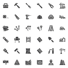 Tools and construction vector icons set - obrazy, fototapety, plakaty