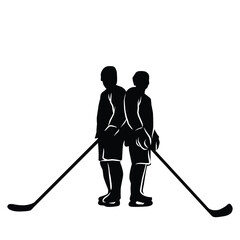hockey player silhouette. silhouette of hockey player gestures, poses, expressions