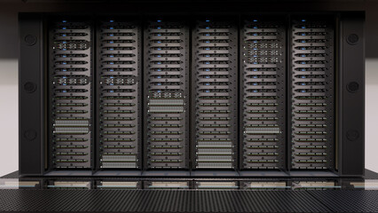 Data Center Server Rack.3d illustratin. - 652176645
