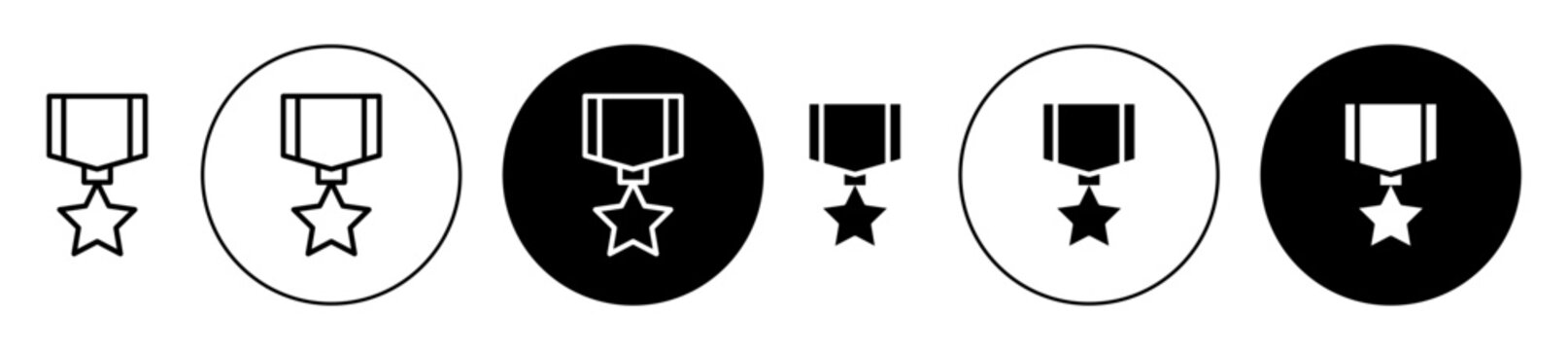 Military medal Icon vector icon set in black color. Suitable for apps and website UI designs