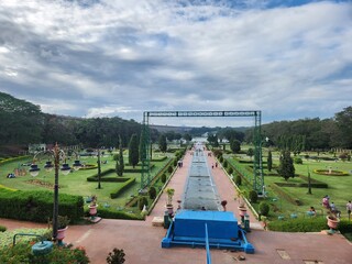Mysore, Karnataka India - July 28 2023: Famous Brindavana Gardens near Mysore.