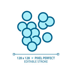2D pixel perfect editable blue coccus icon, isolated monochromatic vector, thin line illustration representing bacteria.