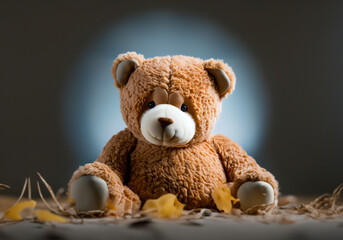 Children's plush bear and toys