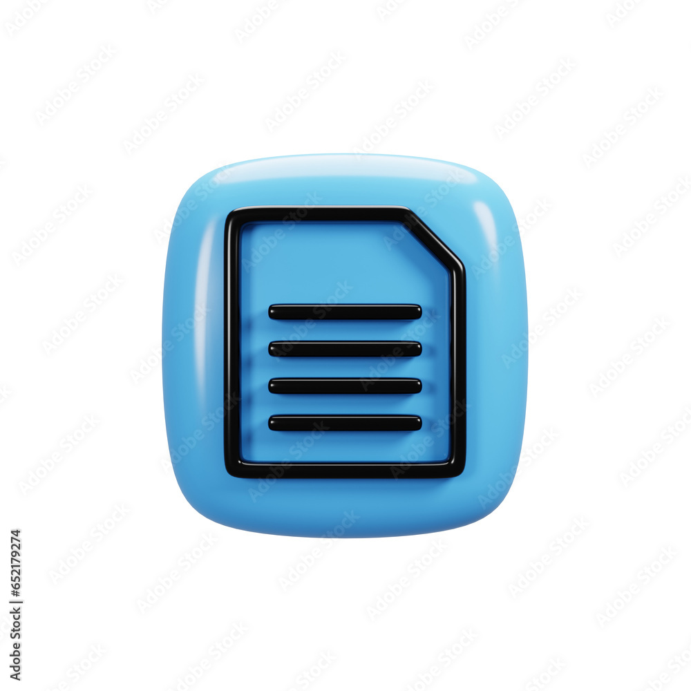 Poster document icon on 3d rendering. user interface icon concept