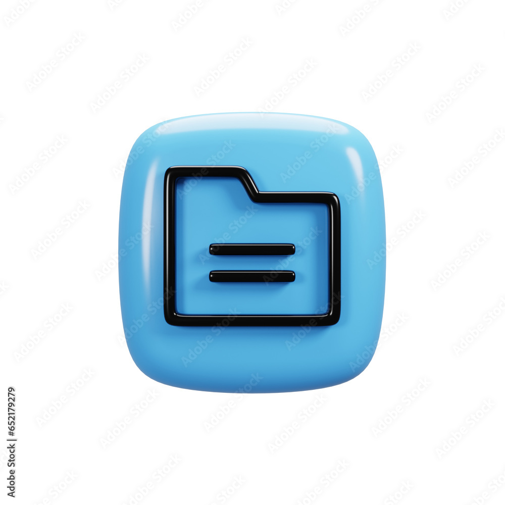 Poster folder icon on 3d rendering. user interface icon concept