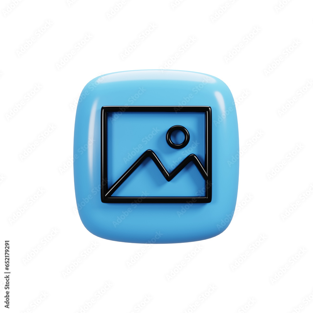 Poster image icon on 3d rendering. user interface icon concept