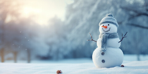 Obraz premium snowman is standing in the yard