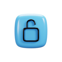 Unlock icon on 3d rendering. User interface icon concept