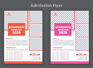 Admission flyer design. Vector school admission or education flyer template.