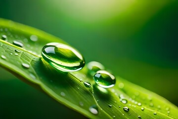 water drops on green leaf