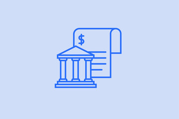 Geometric bank account illustration in flat style design. Vector illustration.  Duotone blue color.