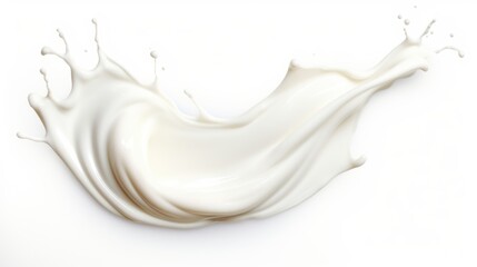 White milk cream splash on white background.