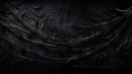 Real creepy webs on black banner