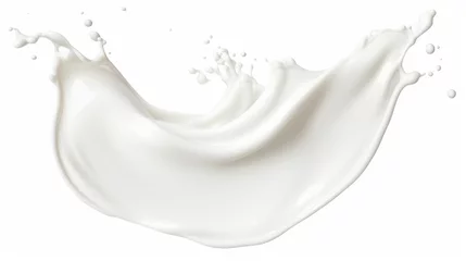 Poster Im Rahmen White milk cream splash on white background. © morepiixel