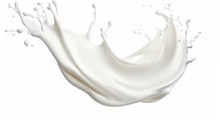 Zelfklevend Fotobehang White milk cream splash on white background. © morepiixel
