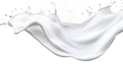 Zelfklevend Fotobehang White milk cream splash on white background. © morepiixel