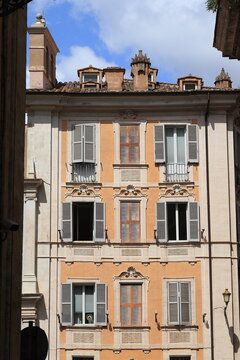Piazza di S. Macuto Square Building Facade in Rome, Italy