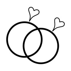 Wedding engagement ring couple. Black heart ring for greeting cards, gift tags, labels, wedding sets. Bridal and groom designs. Bachelorette party. Wedding invitation card...