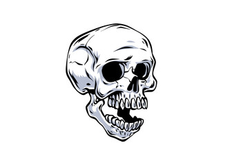 Iconic Open Mouth Halloween Skull Vector Illustration 
