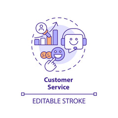 2D editable multicolor icon customer service concept, simple isolated vector, C2C thin line illustration.