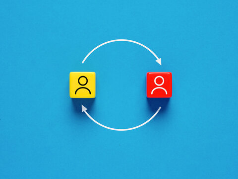 Job rotation or employee turnover concept. Position swap. Personnel replacement.