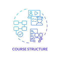 2D gradient icon course structure concept, simple isolated vector, MOOC blue thin line illustration.