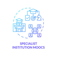 2D gradient icon specialist institution MOOCs concept, simple isolated vector, MOOC blue thin line illustration.