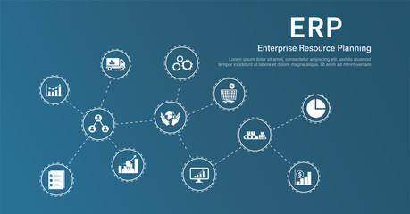 Enterprise resource planning Company ERP Business management Internet Technology Illustrations and icons