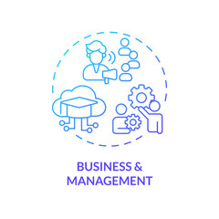 2D gradient icon business and management concept, simple isolated vector, MOOC blue thin line illustration.
