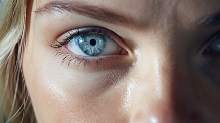 A close-up of a female executive's blue eye