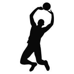 volleyball player silhouette. several silhouettes of volleyball movements