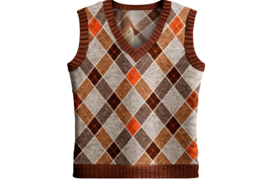Argyle sweater vest. isolated object, transparent background
