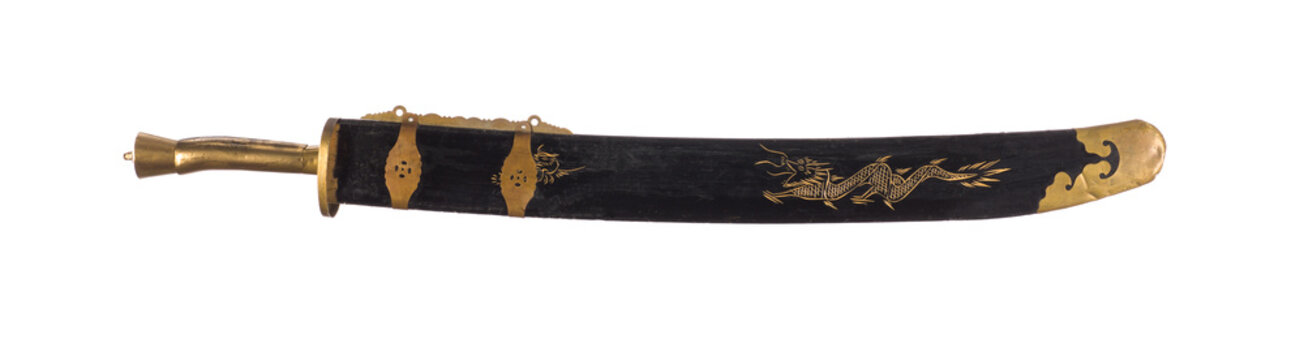 long chinese sword isolated on white background