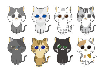 Obraz na płótnie Canvas かわいい猫のキャラクターステッカー集