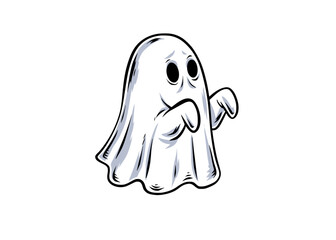 illustration of a classic halloween ghost isolated in white 
