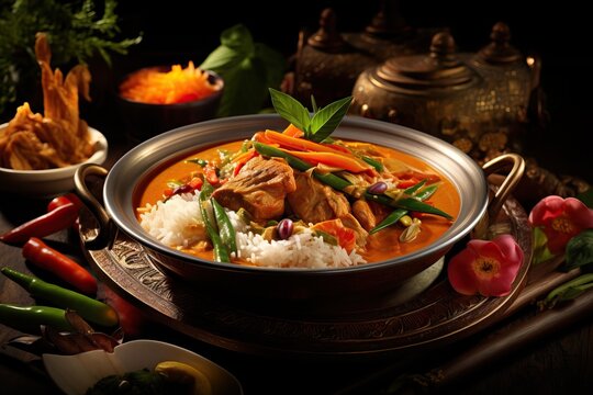 plate with panang curry national dish