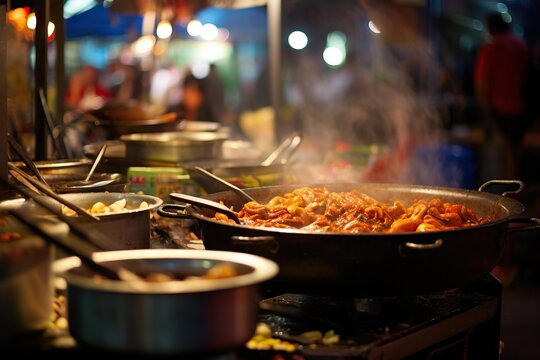 street cooking massaman curry, national dish, street food