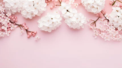 Foto op Plexiglas Spring flowers on female pastel desk White lilac © Arima