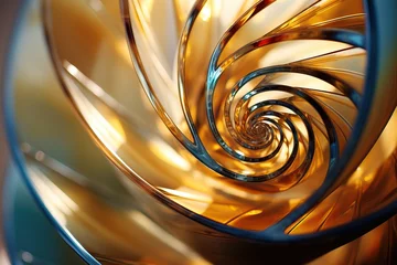 Foto op Canvas Fibonacci spiral in orange and blue shades © artem