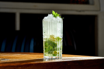 Mojito alcoholic cocktail with lime and mint