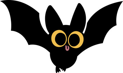Cute spooky black bat halloween illustration