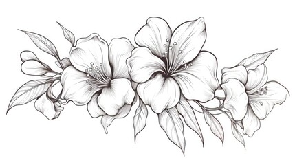 Line art flower hand drawn, AI generated Image
