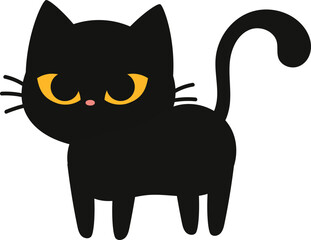 Cute spooky black cat halloween illustration